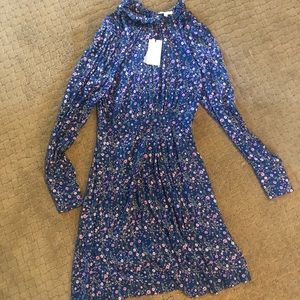 Long sleeve flower print blue and violet dress!